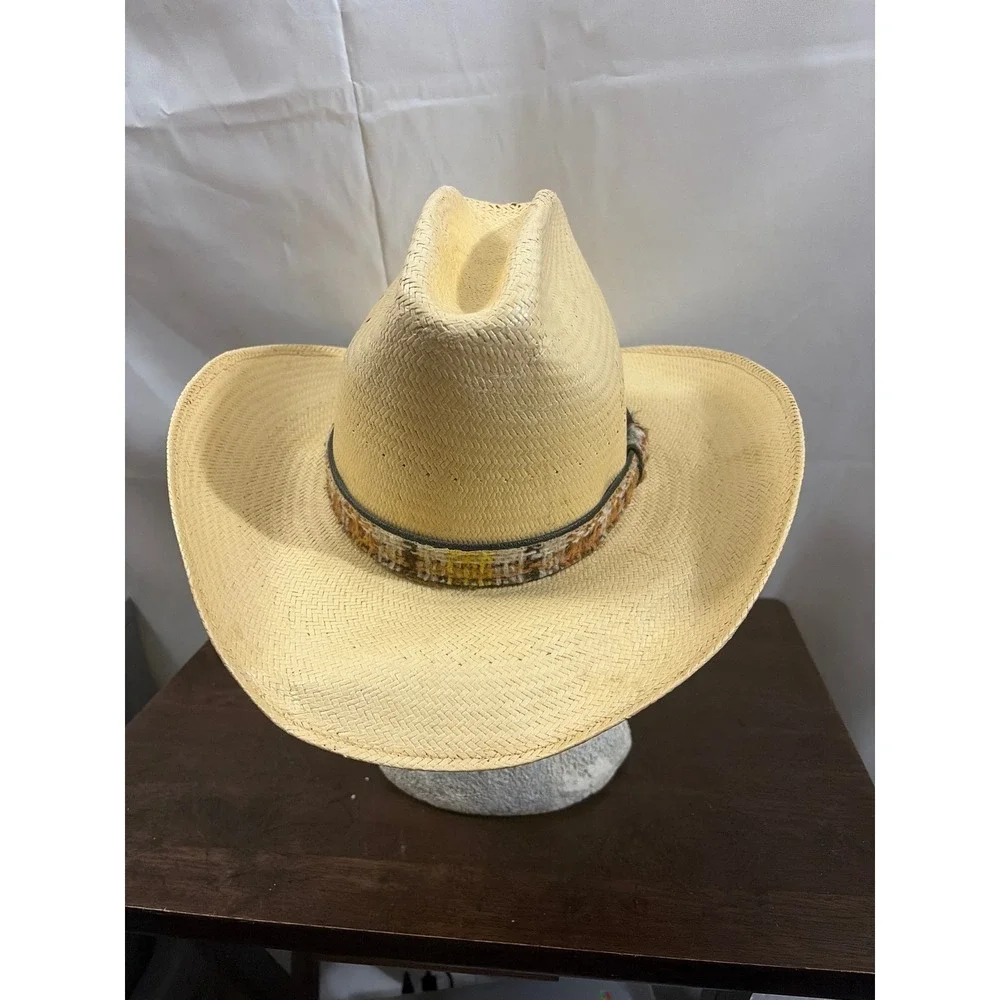 Stetson Road Runner Straw Cowboy Hat Mens 7 1/8 Tan  Bryantcote Finish